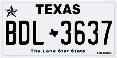 TX license plate BDL3637