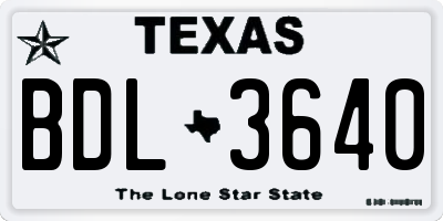 TX license plate BDL3640