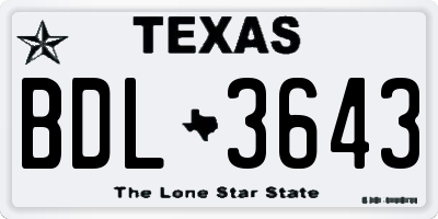 TX license plate BDL3643