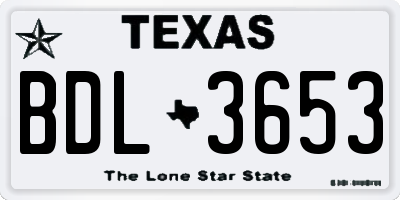 TX license plate BDL3653