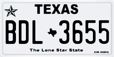 TX license plate BDL3655
