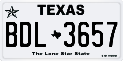 TX license plate BDL3657