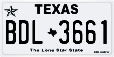 TX license plate BDL3661