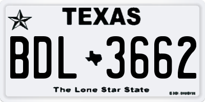 TX license plate BDL3662