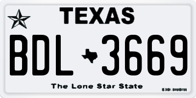 TX license plate BDL3669