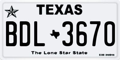 TX license plate BDL3670