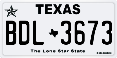 TX license plate BDL3673