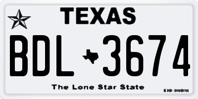 TX license plate BDL3674