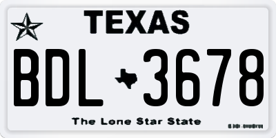 TX license plate BDL3678