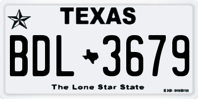 TX license plate BDL3679
