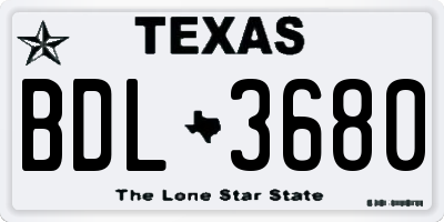 TX license plate BDL3680