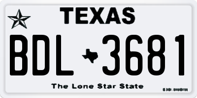 TX license plate BDL3681