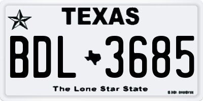 TX license plate BDL3685