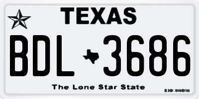 TX license plate BDL3686