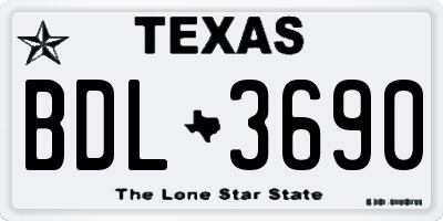 TX license plate BDL3690