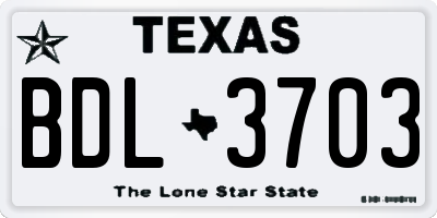 TX license plate BDL3703