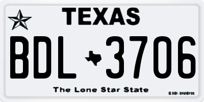 TX license plate BDL3706