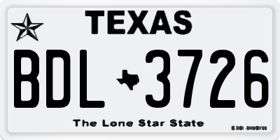 TX license plate BDL3726