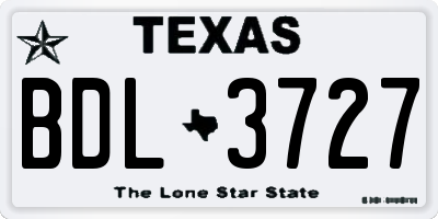 TX license plate BDL3727