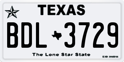 TX license plate BDL3729
