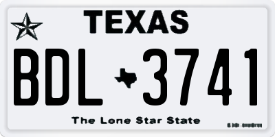 TX license plate BDL3741