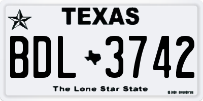 TX license plate BDL3742