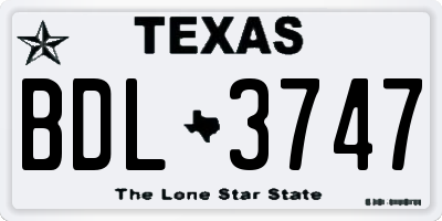TX license plate BDL3747