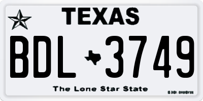 TX license plate BDL3749