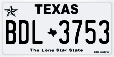 TX license plate BDL3753