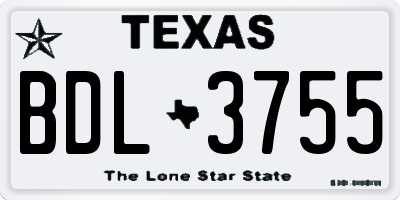 TX license plate BDL3755
