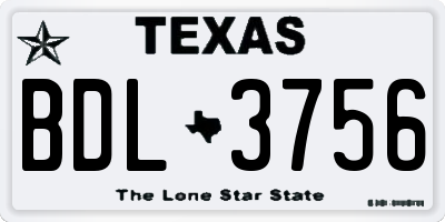 TX license plate BDL3756