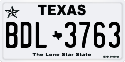 TX license plate BDL3763