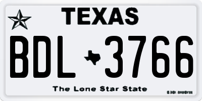 TX license plate BDL3766