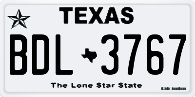 TX license plate BDL3767