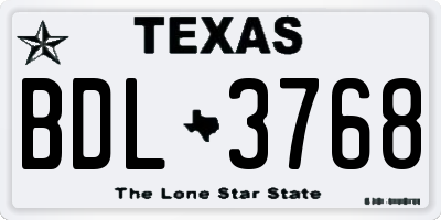 TX license plate BDL3768