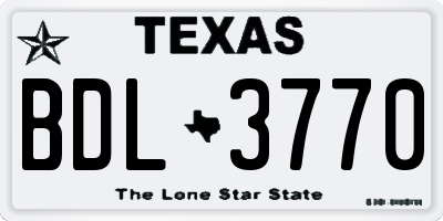 TX license plate BDL3770