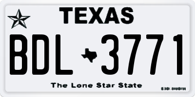 TX license plate BDL3771