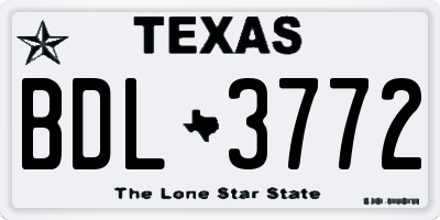 TX license plate BDL3772