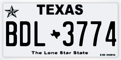 TX license plate BDL3774