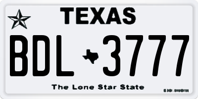 TX license plate BDL3777