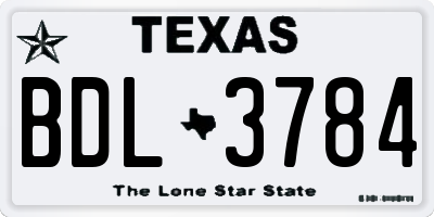 TX license plate BDL3784