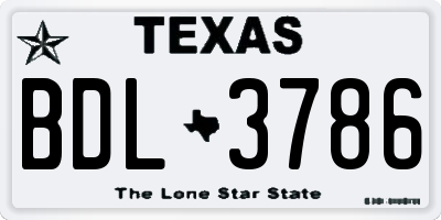TX license plate BDL3786