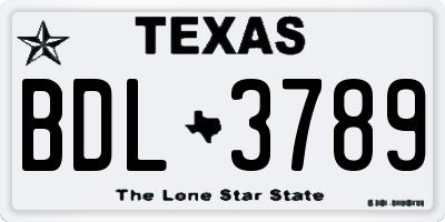 TX license plate BDL3789