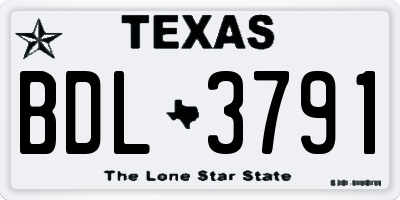 TX license plate BDL3791