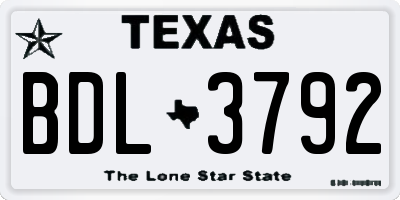 TX license plate BDL3792