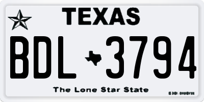 TX license plate BDL3794