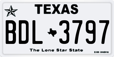 TX license plate BDL3797