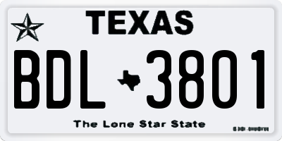 TX license plate BDL3801
