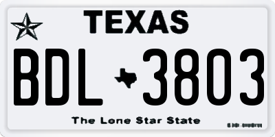 TX license plate BDL3803