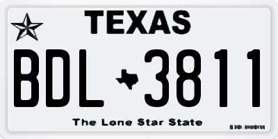 TX license plate BDL3811